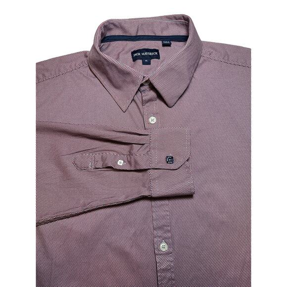 Jack Maverick Button Up Shirt Men's XL Long Sleeve Burgundy Cotton Stretch - Picture 1 of 6